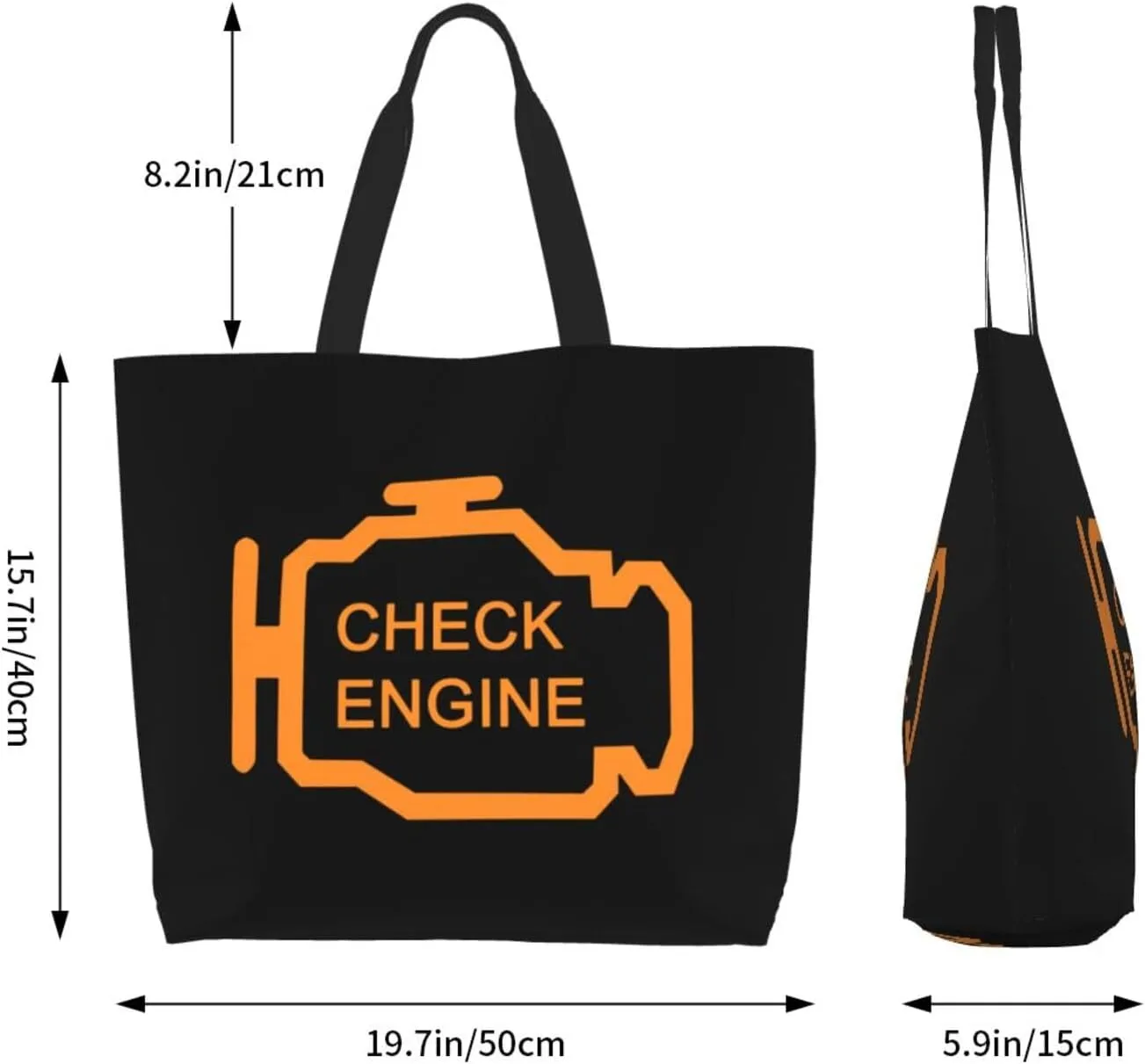 Check Engine Light Women'S Lightweight Canvas Handbag Waterproof Reusable Shopping Bag