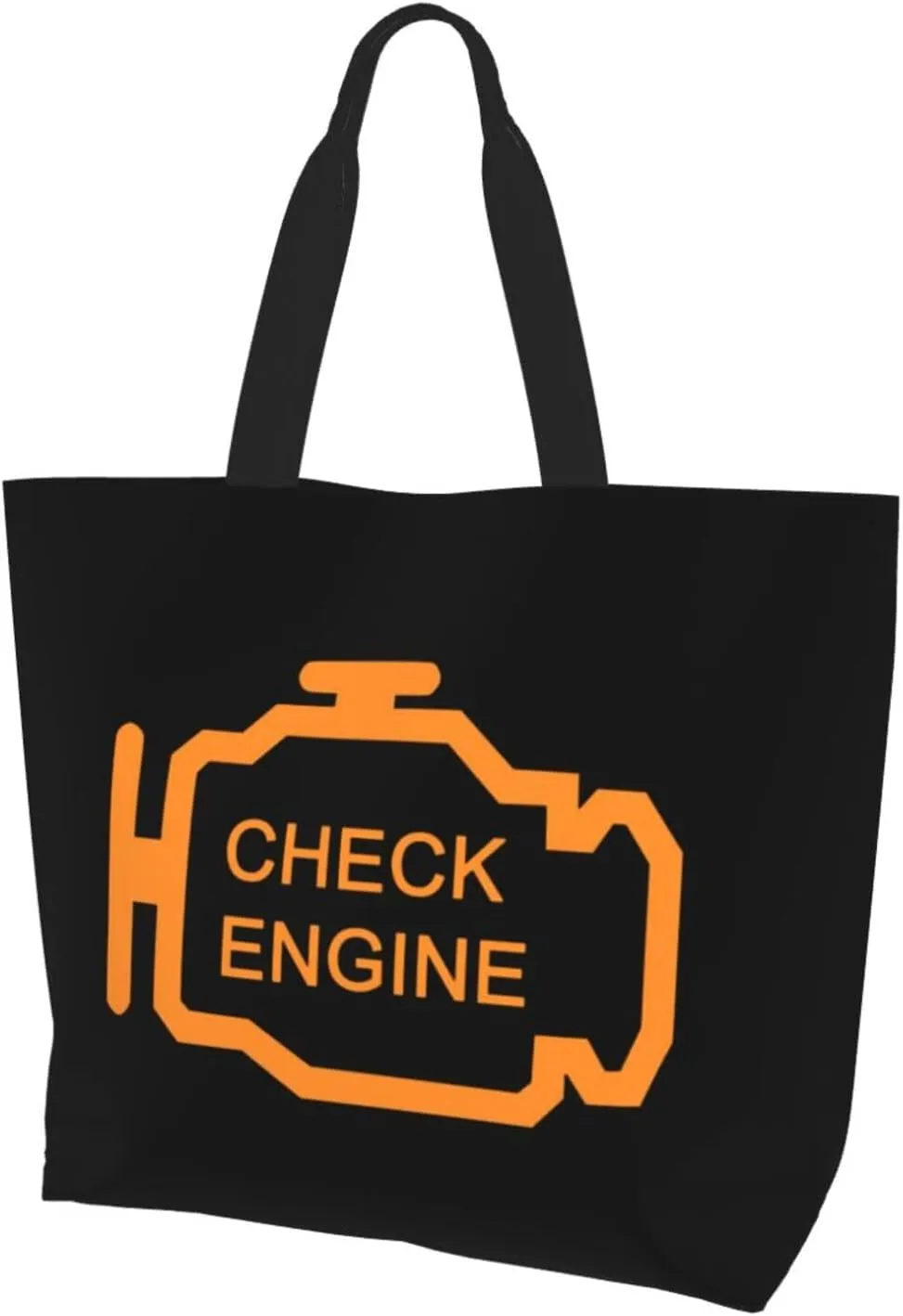 Check Engine Light Women'S Lightweight Canvas Handbag Waterproof Reusable Shopping Bag