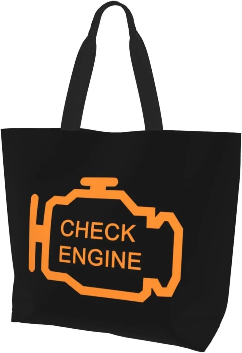 Check Engine Light Women'S Lightweight Canvas Handbag Waterproof Reusable Shopping Bag