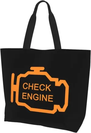 Check Engine Light Women'S Lightweight Canvas Handbag Waterproof Reusable Shopping Bag