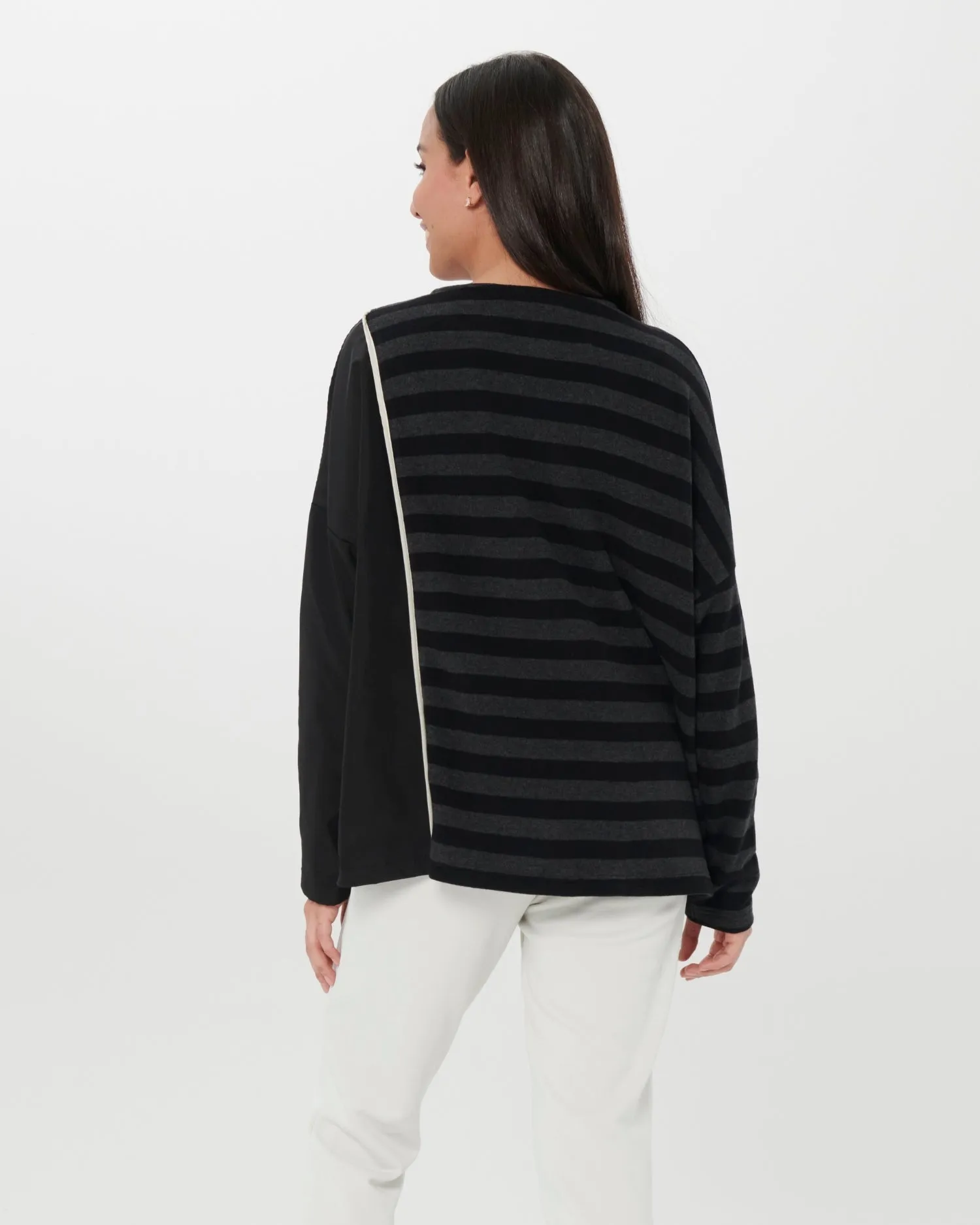 Chiara Cocol Salt Sweater, Black Stripe