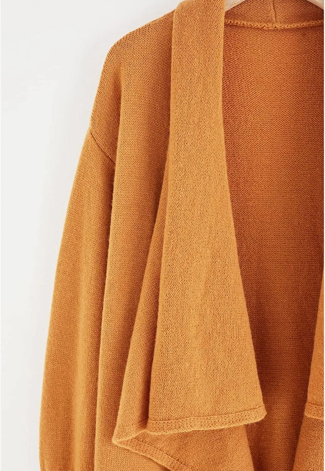CHICWISH Women's Open Front Waterfall Longline Knit Cardigan Coatigan Light Jacket