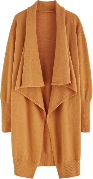 CHICWISH Women's Open Front Waterfall Longline Knit Cardigan Coatigan Light Jacket