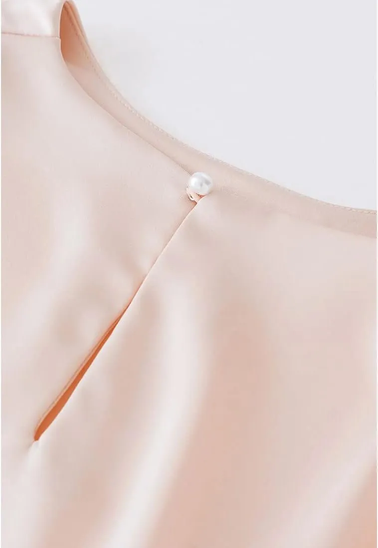 CHICWISH Women's White/Light Yellow/Sage/Pink/Pistachio Satin Tie Back Sleeveless Top
