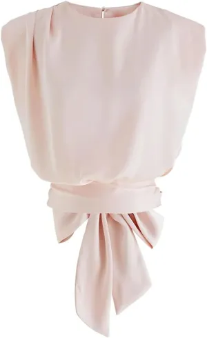 CHICWISH Women's White/Light Yellow/Sage/Pink/Pistachio Satin Tie Back Sleeveless Top