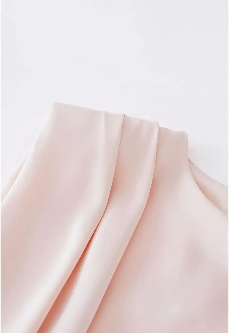 CHICWISH Women's White/Light Yellow/Sage/Pink/Pistachio Satin Tie Back Sleeveless Top