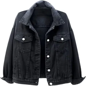 chouyatou Women's Casual Light Button Up Candy Color Short Denim Trucker Jacket