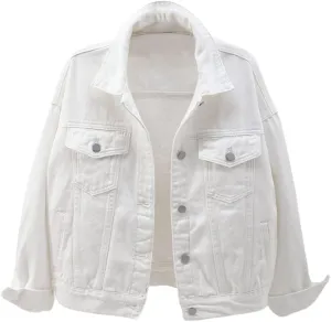chouyatou Women's Casual Light Button Up Candy Color Short Denim Trucker Jacket