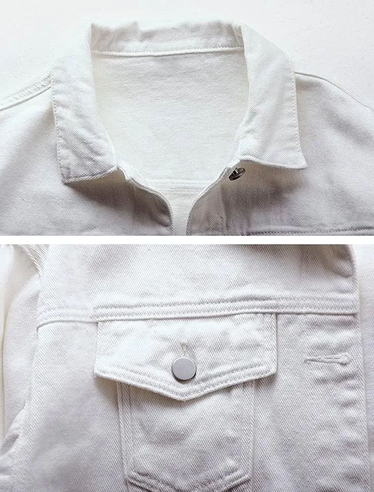 chouyatou Women's Casual Light Button Up Candy Color Short Denim Trucker Jacket