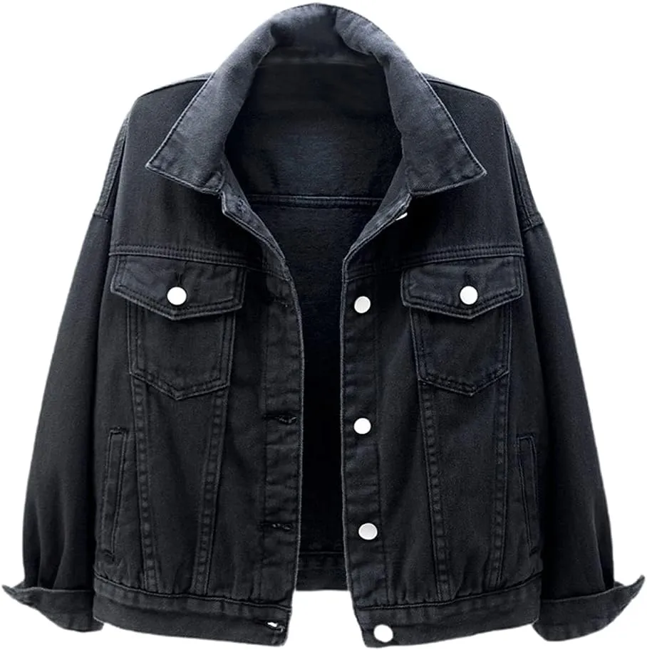chouyatou Women's Casual Light Button Up Candy Color Short Denim Trucker Jacket