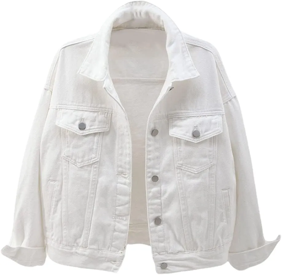 chouyatou Women's Casual Light Button Up Candy Color Short Denim Trucker Jacket