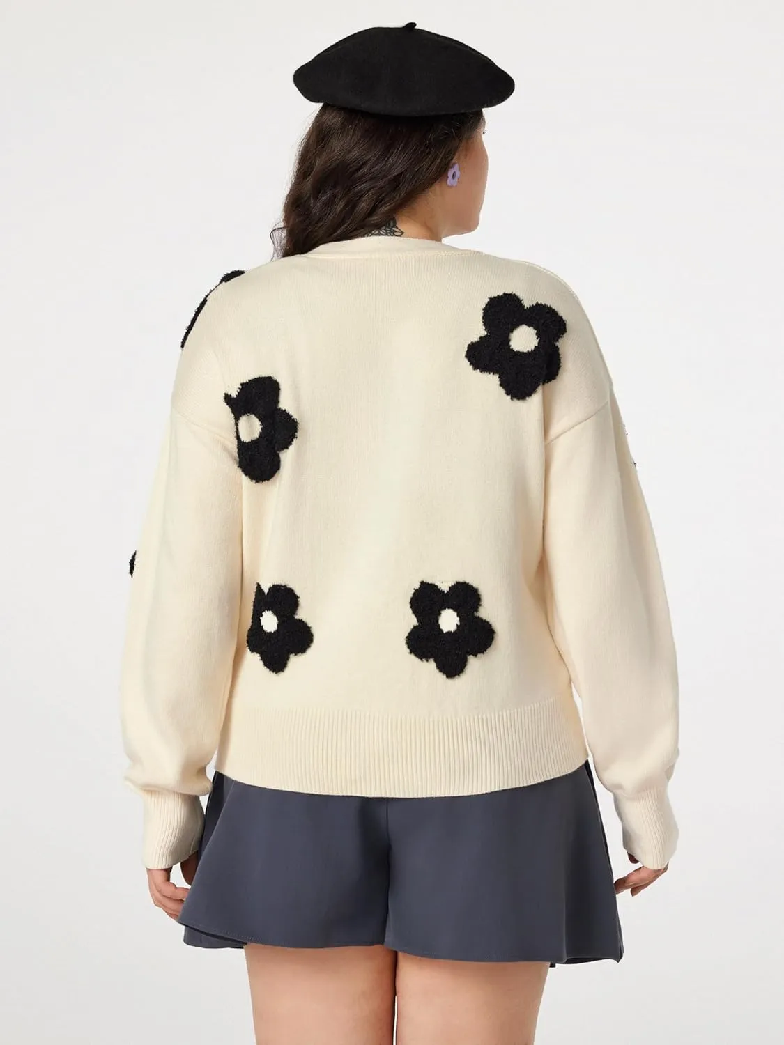 CIDER Womens Cardigan V Neck Floral Cardigan for Women Knit Button Down 2024 Fall