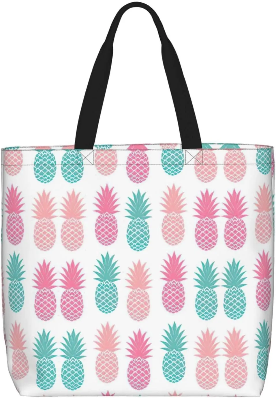 Colored Pineapple Print Tote Bag Casual Shoulder Bag Handbag Reusable Shopping Travel Bag Gifts For Women