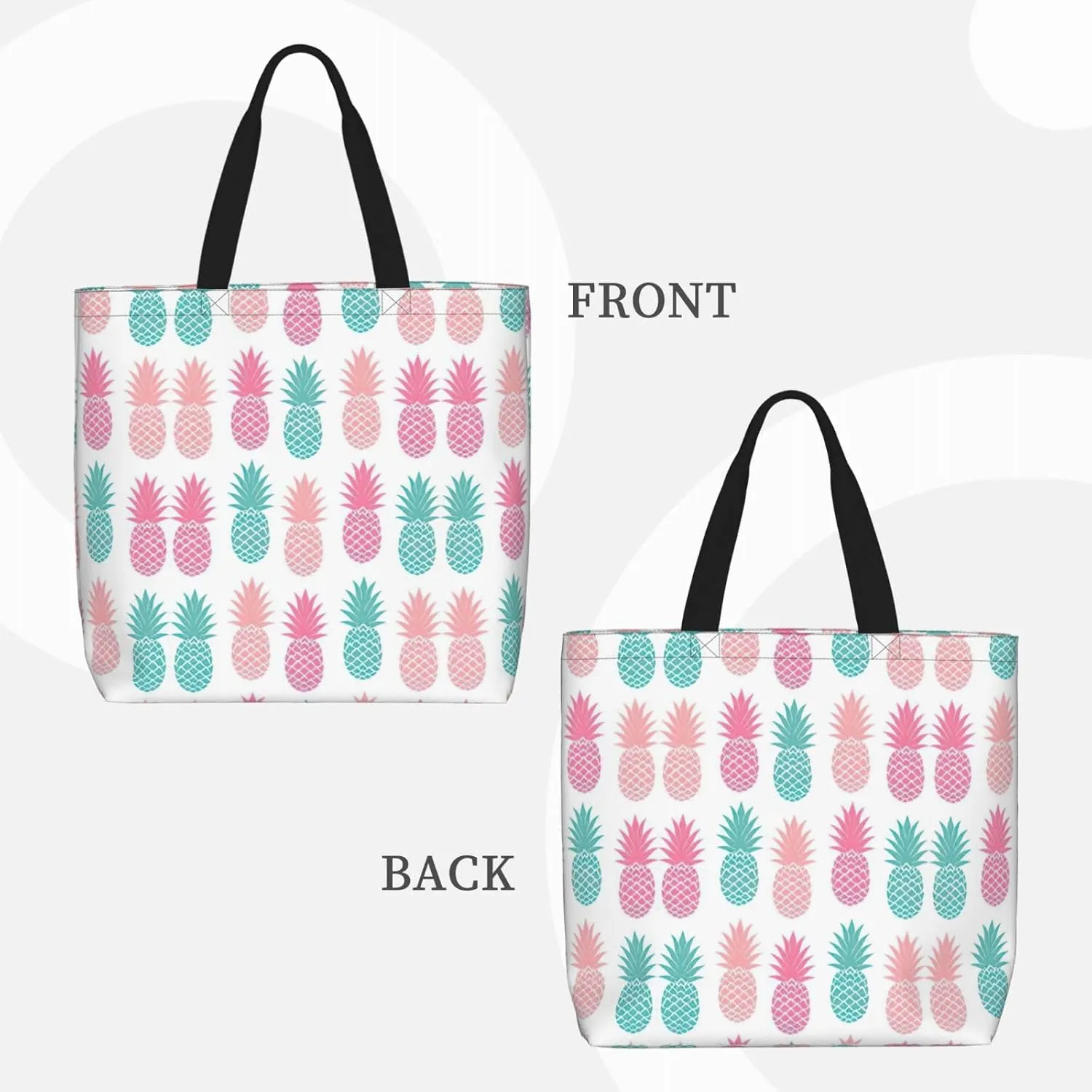 Colored Pineapple Print Tote Bag Casual Shoulder Bag Handbag Reusable Shopping Travel Bag Gifts For Women