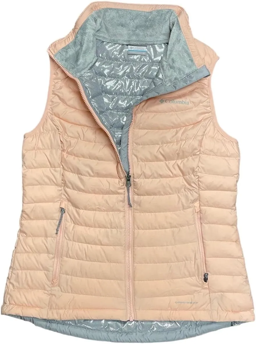 Columbia Women's White Out Puffer Omni Heat Full Zip Insulated Vest (S, Light coral)