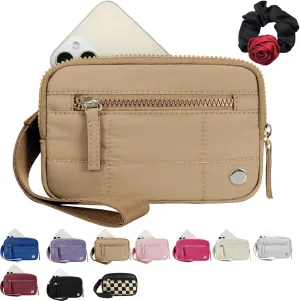 Convely Essential Wristlet Wallet, Small Wristlet Pouch with 3 Zipper, Phone Wristlet Wallet for Women