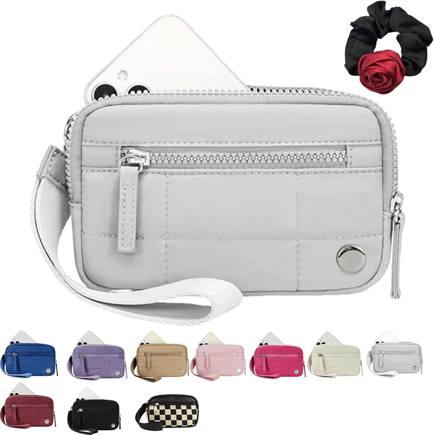Convely Essential Wristlet Wallet, Small Wristlet Pouch with 3 Zipper, Phone Wristlet Wallet for Women