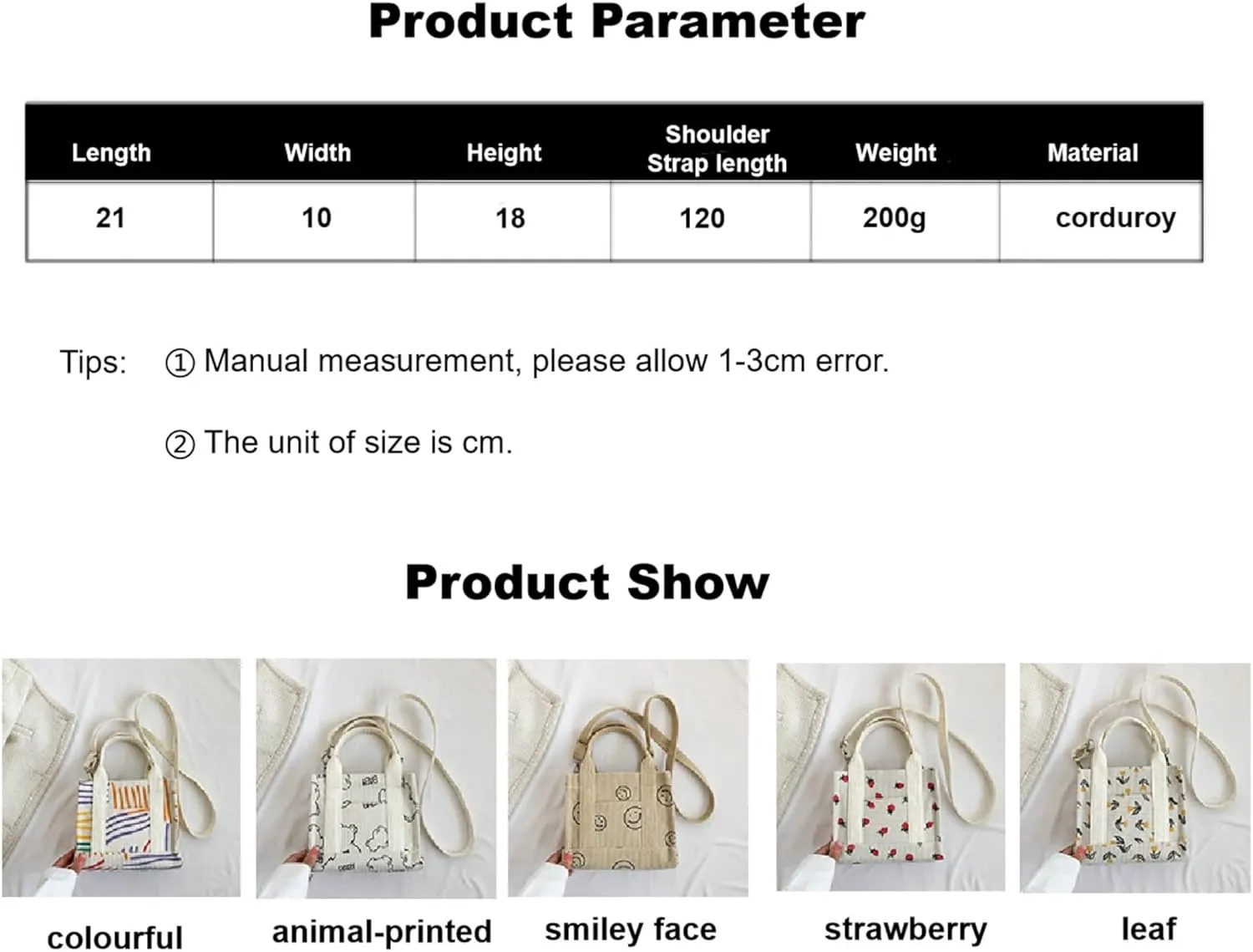 Corduroy Tote Bag Trendy Handbag for Women Fanshion Shoulder Bag with Zipper Crossbody Bag with Adjustable Strap