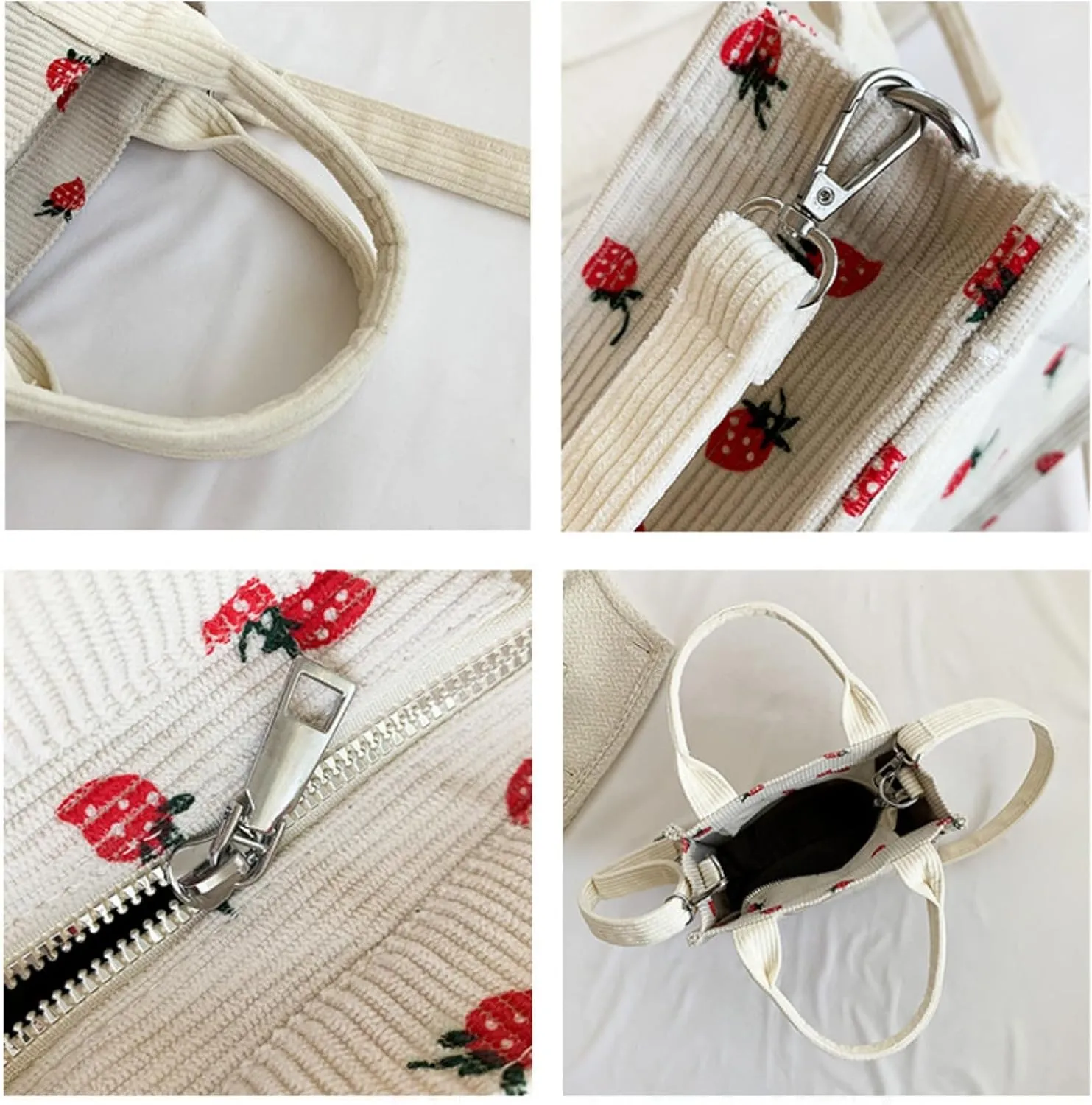 Corduroy Tote Bag Trendy Handbag for Women Fanshion Shoulder Bag with Zipper Crossbody Bag with Adjustable Strap