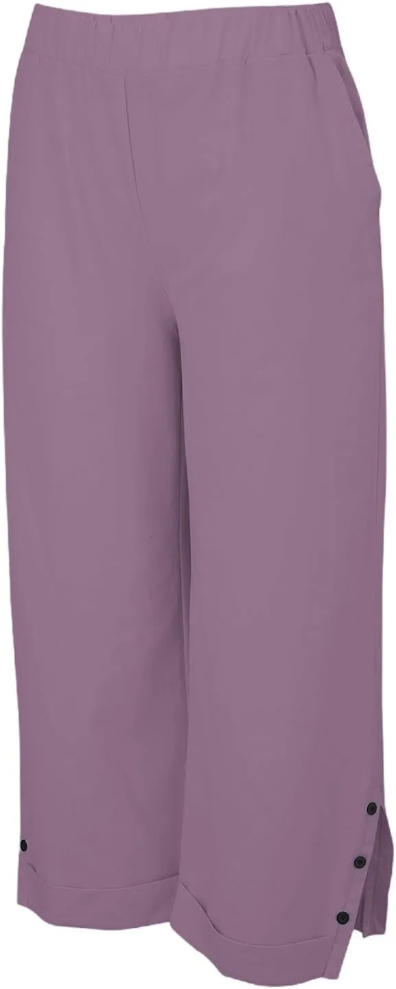 Cotton Linen Pants for Women Elastic High Waist Straight Leg Lounge Pants Summer Casual Slacks Trousers with Pockets