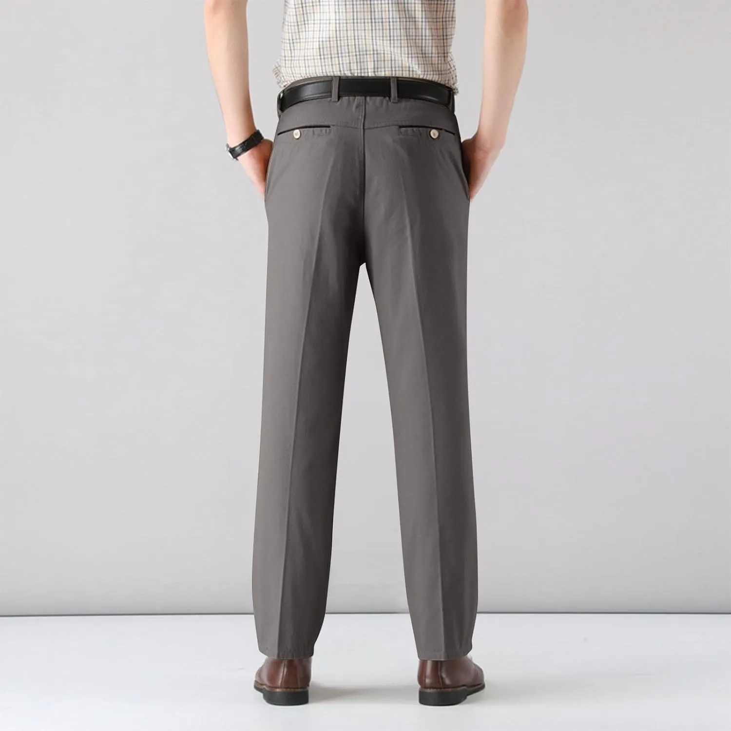 Cotton Mens Chinos Pants with Belt Slim Fit Casual Work Pants for Men with Pockets for Office and Daily Wear Slacks