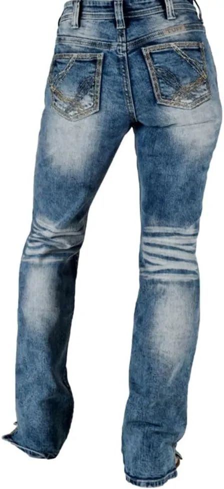 Cowgirl Tuff Western Jean Women Hot Shot III Bootcut Light Wash JHOTII