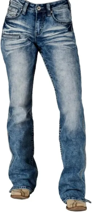 Cowgirl Tuff Western Jean Women Hot Shot III Bootcut Light Wash JHOTII