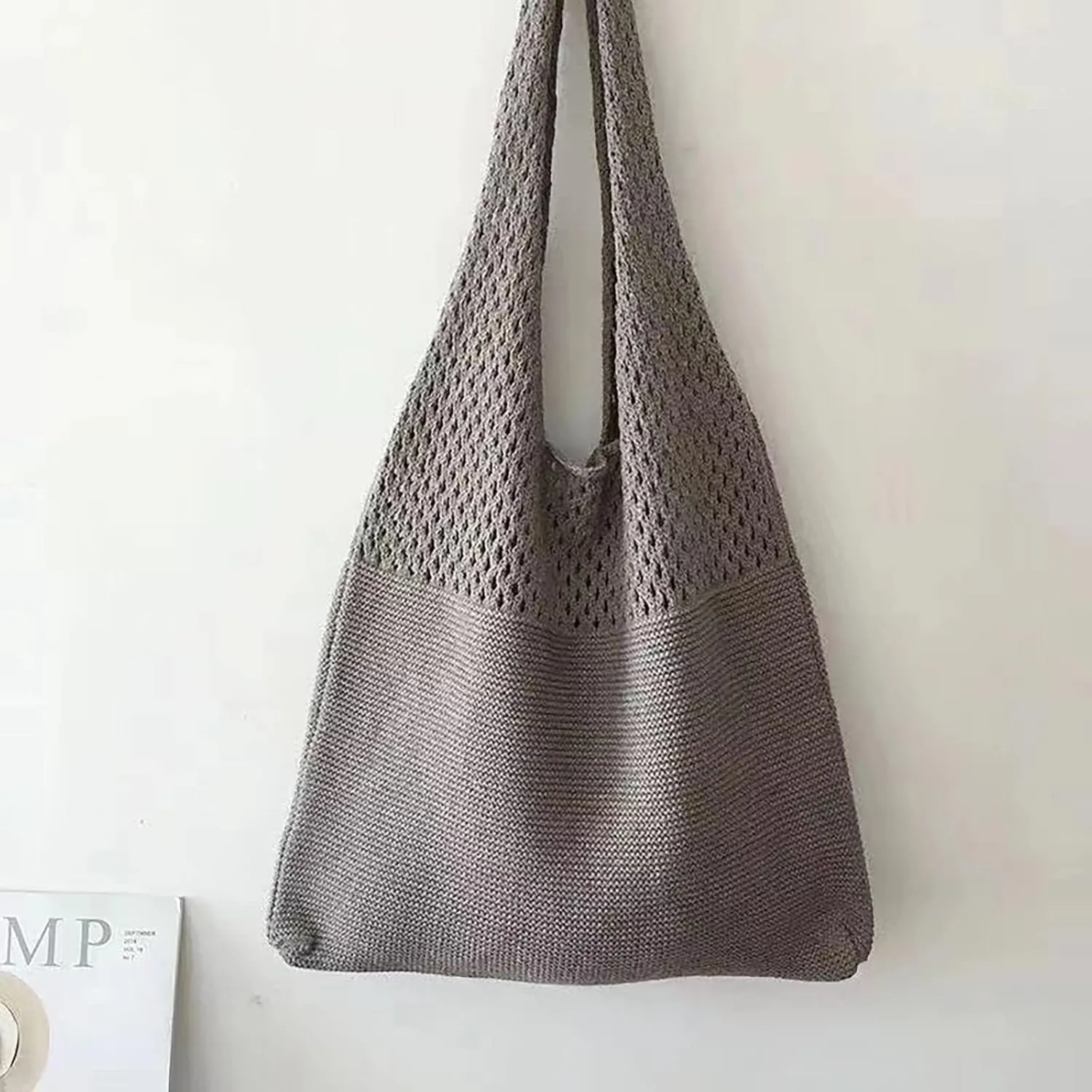 Crochet Tote Bag Mesh Beach Bag for Women Knit Summer Hobo Boho Tote Bag for Picnic Pool Gym Travel Grocery Vacation Holiday