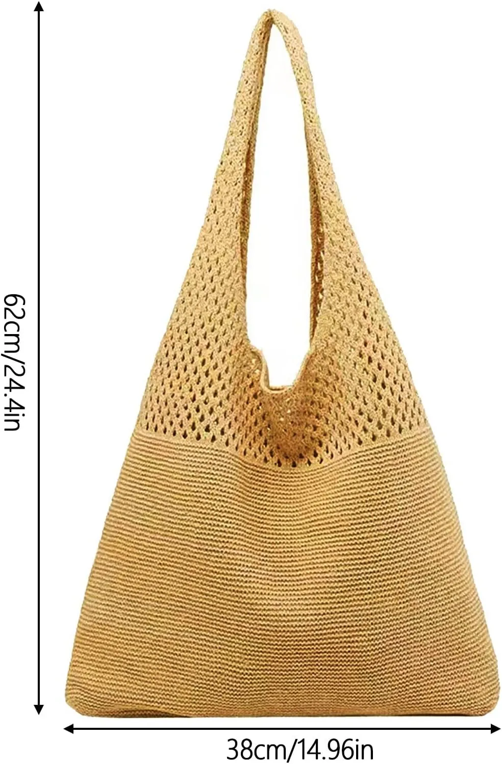 Crochet Tote Bag Mesh Beach Bag for Women Knit Summer Hobo Boho Tote Bag for Picnic Pool Gym Travel Grocery Vacation Holiday