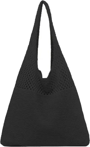 Crochet Tote Bag Mesh Beach Bag for Women Knit Summer Hobo Boho Tote Bag for Picnic Pool Gym Travel Grocery Vacation Holiday