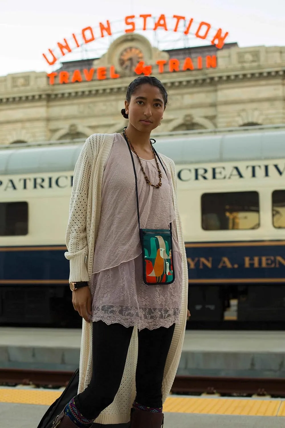 Crossbody Bag with Strap for Cash, Credit Cards, Makeup and Phone - Design by Budi Kwan (Indonesia) Flock of Birds