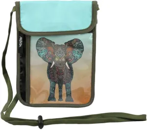 Crossbody Bag with Strap for Cash, Credit Cards, Makeup and Phone - Design by Monika Strigel (Germany) Elephant