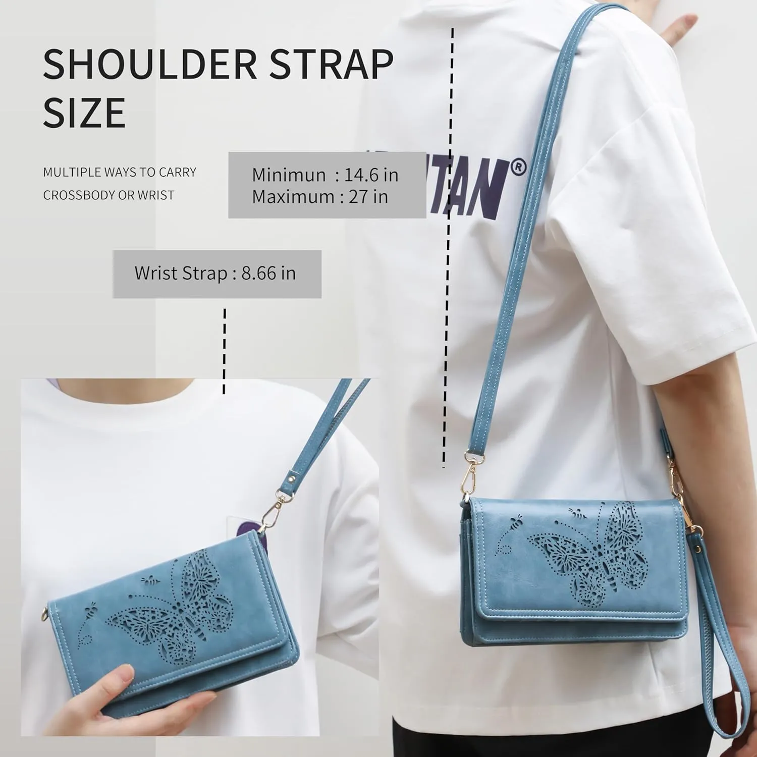 Crossbody Bags For Women Wristlet Wallet Phone Purse Shoulder handbags Multi-Function Small RFID Clutch Card Holder