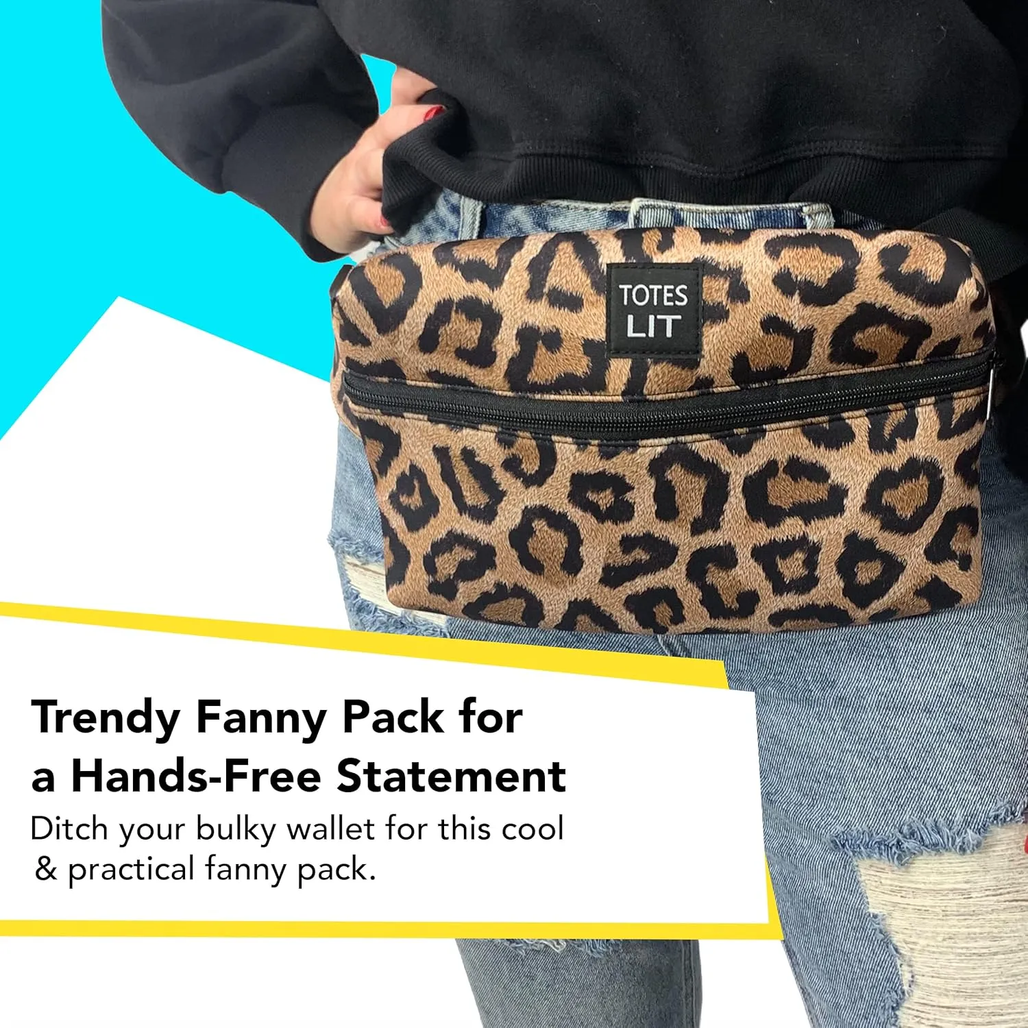 Crossbody Neoprene Fanny Pack - Water-Resistant, Insulated & Fashionable Running Fanny Pack for Woman - Large Fanny Pack with Compartment & Adjustable Strap - Gym, Hike & Travel Bag by Lit Handlers