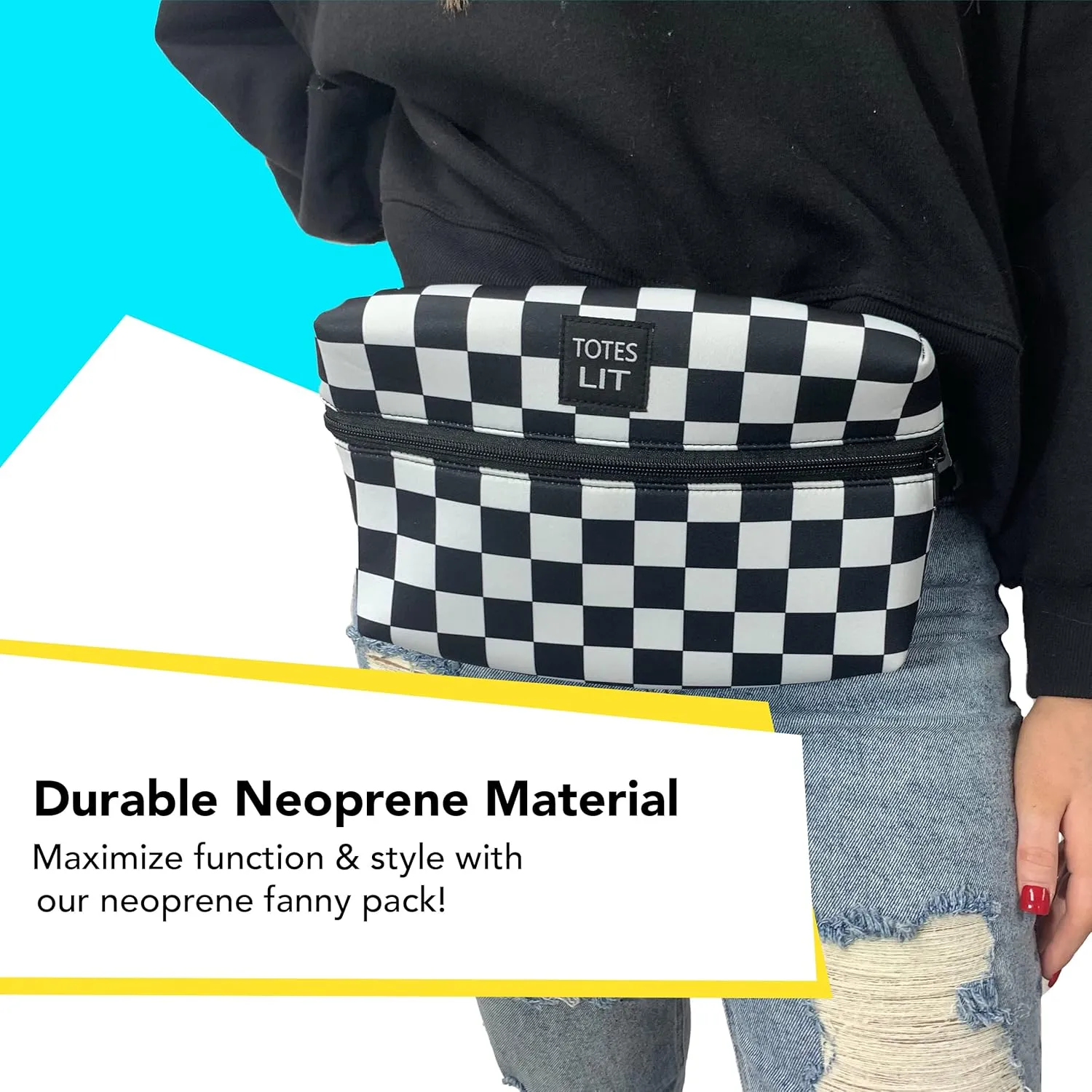 Crossbody Neoprene Fanny Pack - Water-Resistant, Insulated & Fashionable Running Fanny Pack for Woman - Large Fanny Pack with Compartment & Adjustable Strap - Gym, Hike & Travel Bag by Lit Handlers