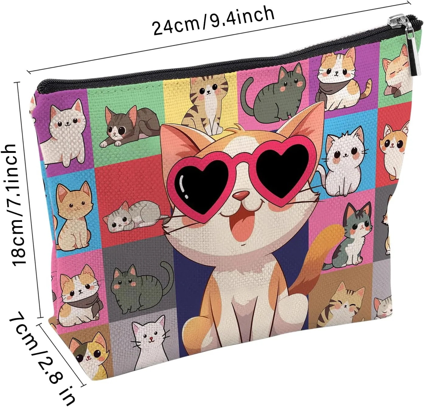 Cute Cats Makeup Bag, Cat Lovers Gifts For Women, Cute Cats Cosmetic Bag, Travel Toiletry Pouch With Zipper, Birthday Anniversary Christmas Gifts For Mom Sister, Travel Toiletry Bag