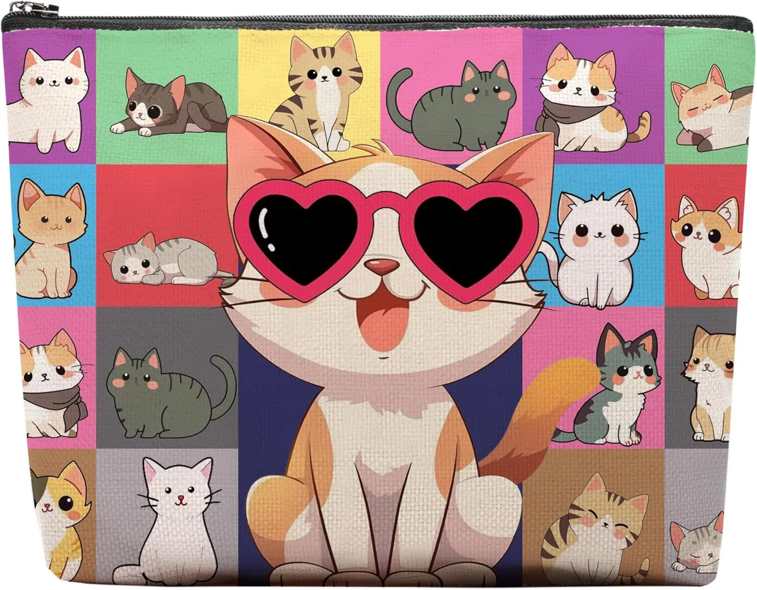 Cute Cats Makeup Bag, Cat Lovers Gifts For Women, Cute Cats Cosmetic Bag, Travel Toiletry Pouch With Zipper, Birthday Anniversary Christmas Gifts For Mom Sister, Travel Toiletry Bag