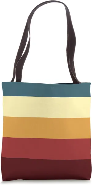 Cute Five Colors Stripes Rustic Sunset Theme Graphic Tote Bag
