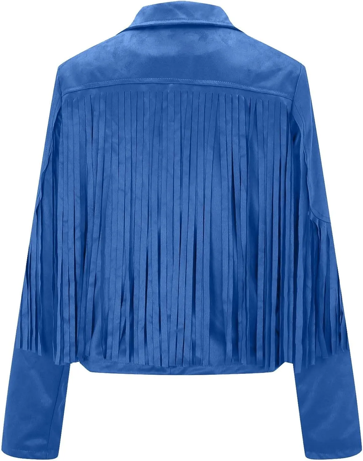 Dademeo Womens Faux Suede Leather Coat Long Sleeve Tassels Motorcycle Short Jacket Cropped Cowboy Fringe Coat