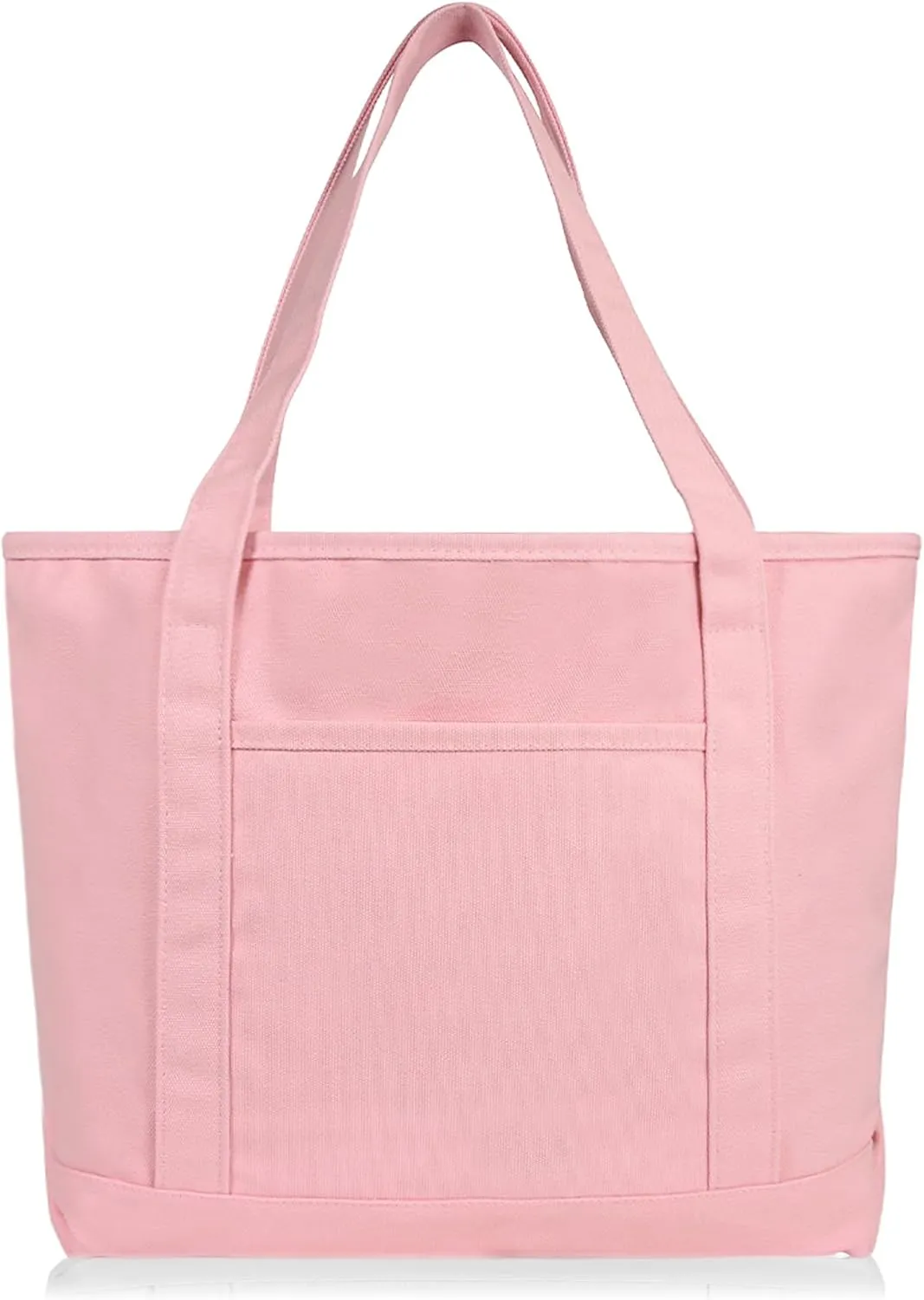 DALIX 20" Solid Color Cotton Canvas Shopping Tote Bag in Light Pink