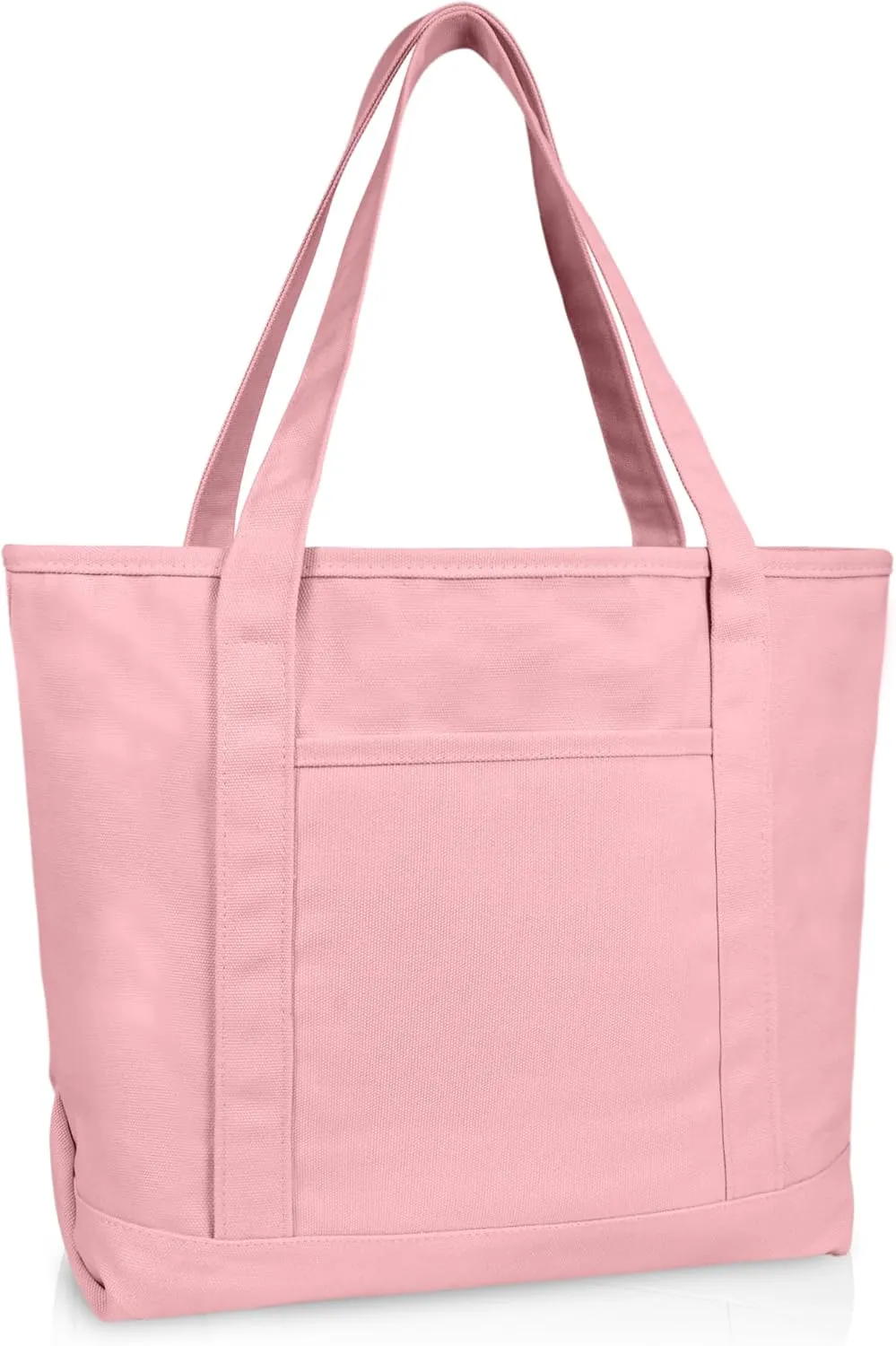 DALIX 20" Solid Color Cotton Canvas Shopping Tote Bag in Light Pink
