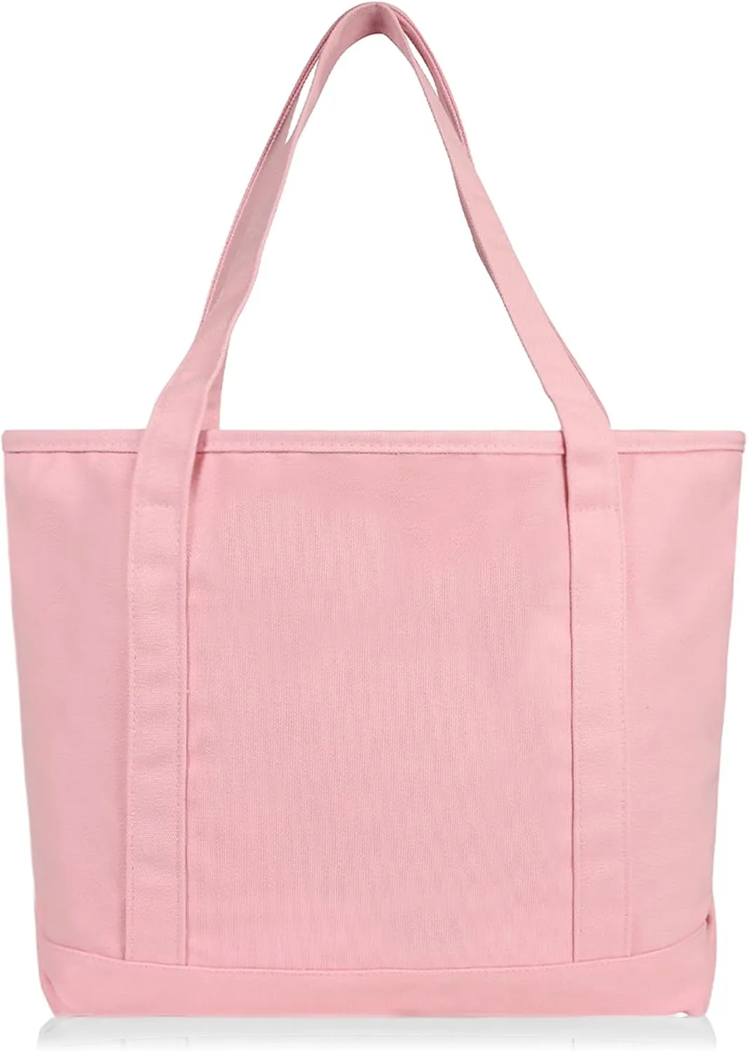 DALIX 20" Solid Color Cotton Canvas Shopping Tote Bag in Light Pink