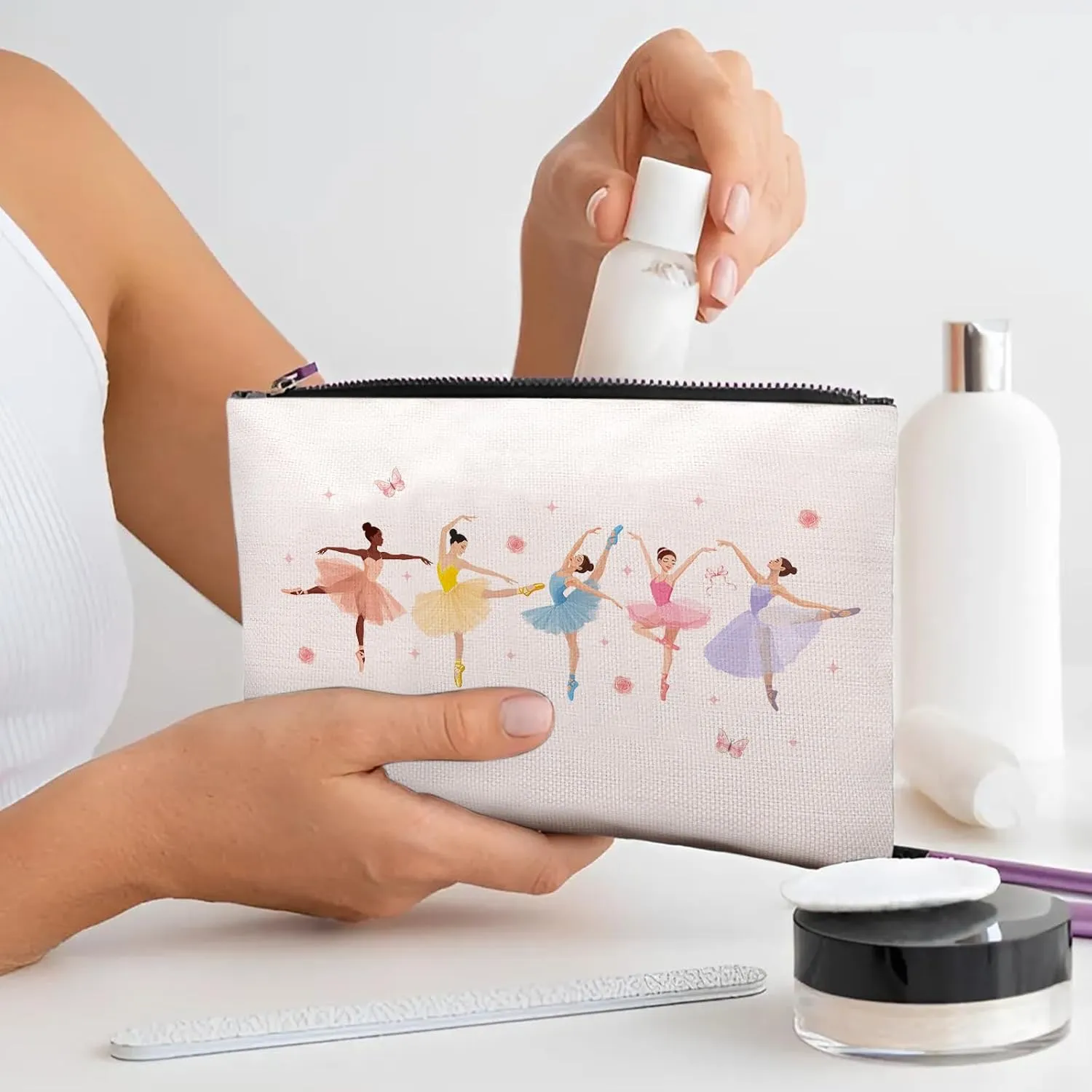 Dance Makeup Bag, Dance Gifts For Women Girls Friends Dancer, Dancing Makeup Pouch, Travel Toiletry Bag With Zipper, Birthday Anniversary Christmas Gifts For Dancer Women