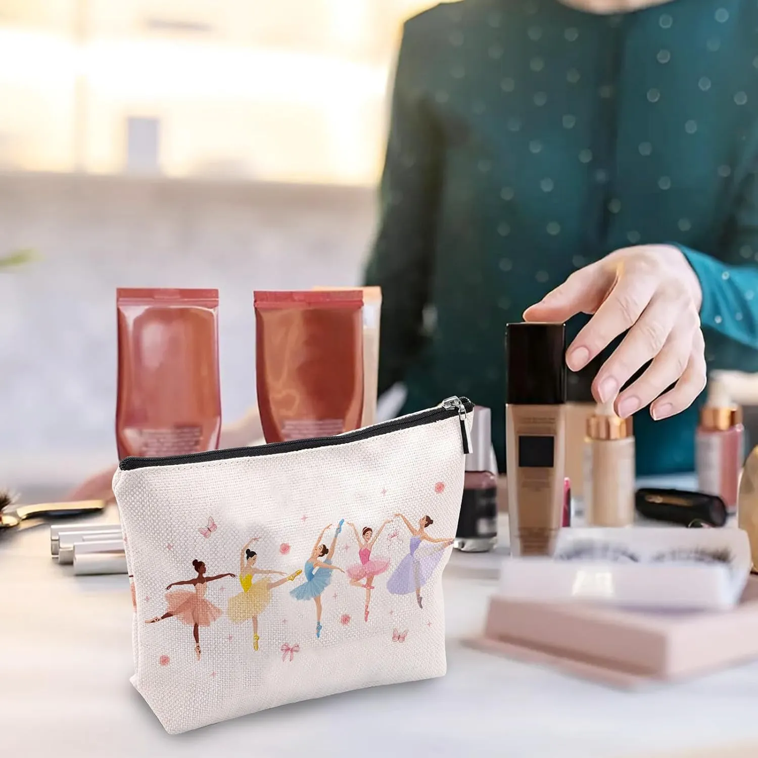 Dance Makeup Bag, Dance Gifts For Women Girls Friends Dancer, Dancing Makeup Pouch, Travel Toiletry Bag With Zipper, Birthday Anniversary Christmas Gifts For Dancer Women