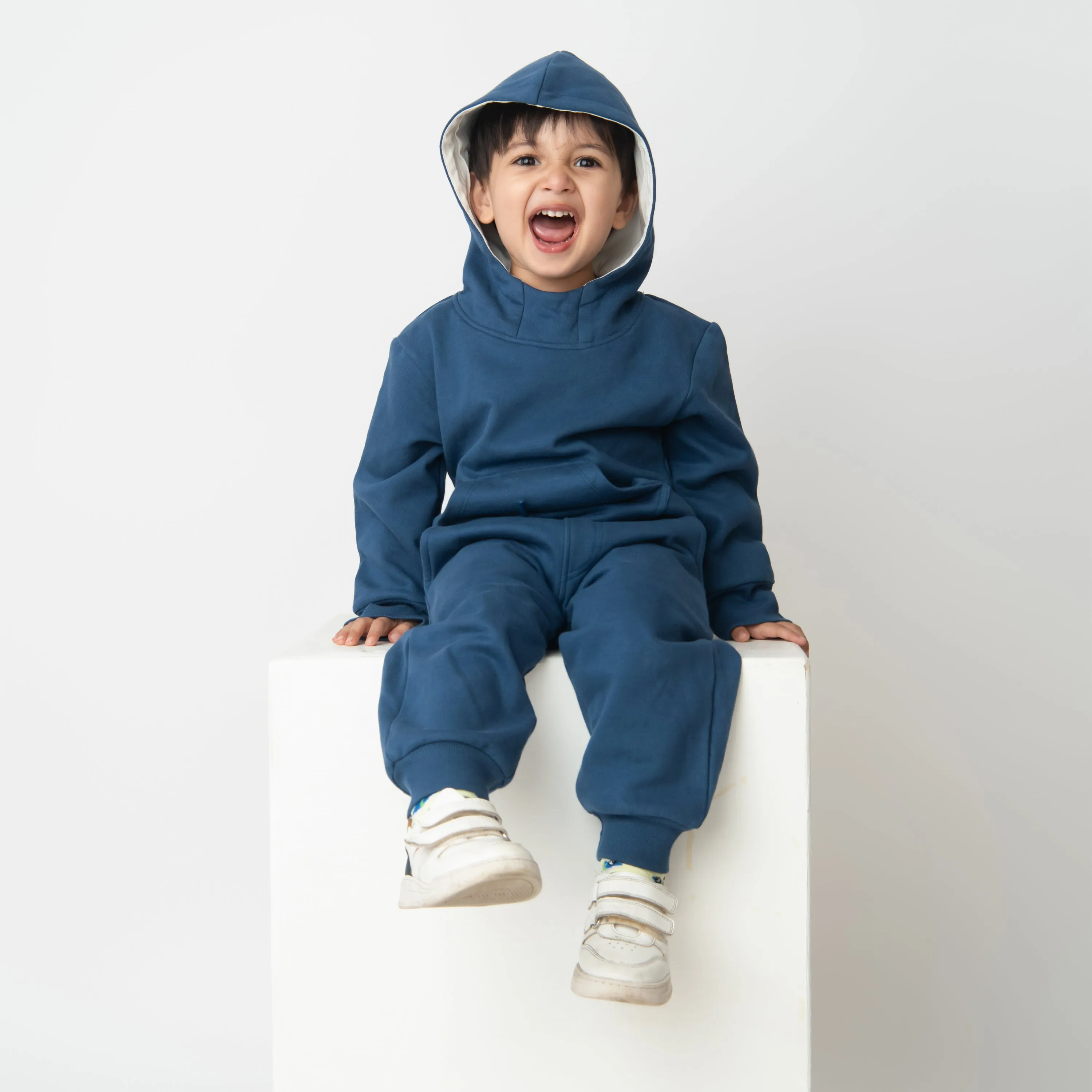 Dark Blue Organic Fleece Over Size Hoodie