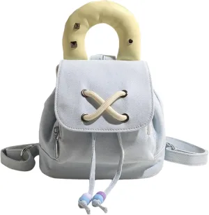 Denim Bucket Kawaii Backpack Drawstring Flap Handbag Y2k Aesthetic Cute Shoulder Small Crossbody Bag (Light blue)