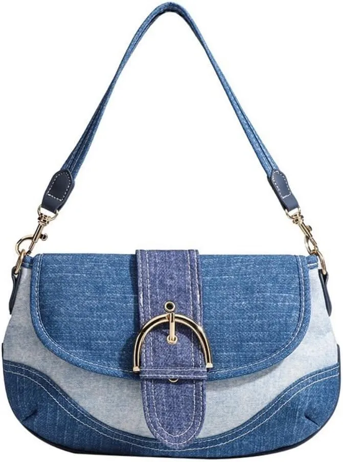 Denim Hobo Bag for Women Vintage Y2K Fashion Design Crossbody Shoulder Handbag