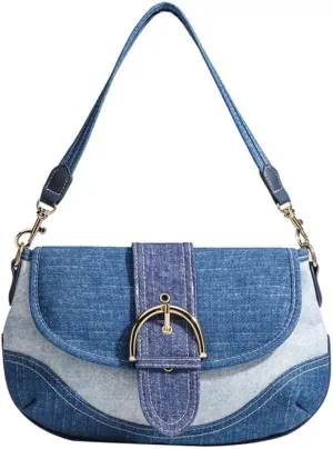 Denim Hobo Bag for Women Vintage Y2K Fashion Design Crossbody Shoulder Handbag