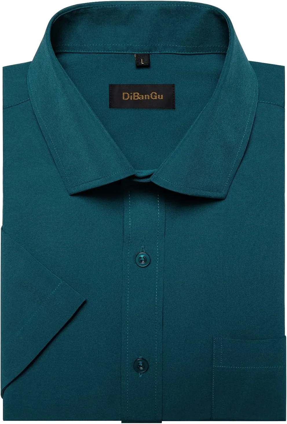 DiBanGu Men's Casual Dress Shirt Cotton Short Sleeve Button Down Shirts Regular Fit Paisley Solid Contrast Design