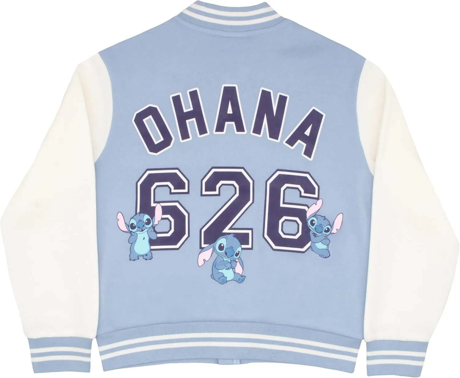 Disney Lilo & Stitch Girl's Zip-Up Varsity Bomber Jacket - Casual Lightweight Coat with Stitch Graphic Print for Kids